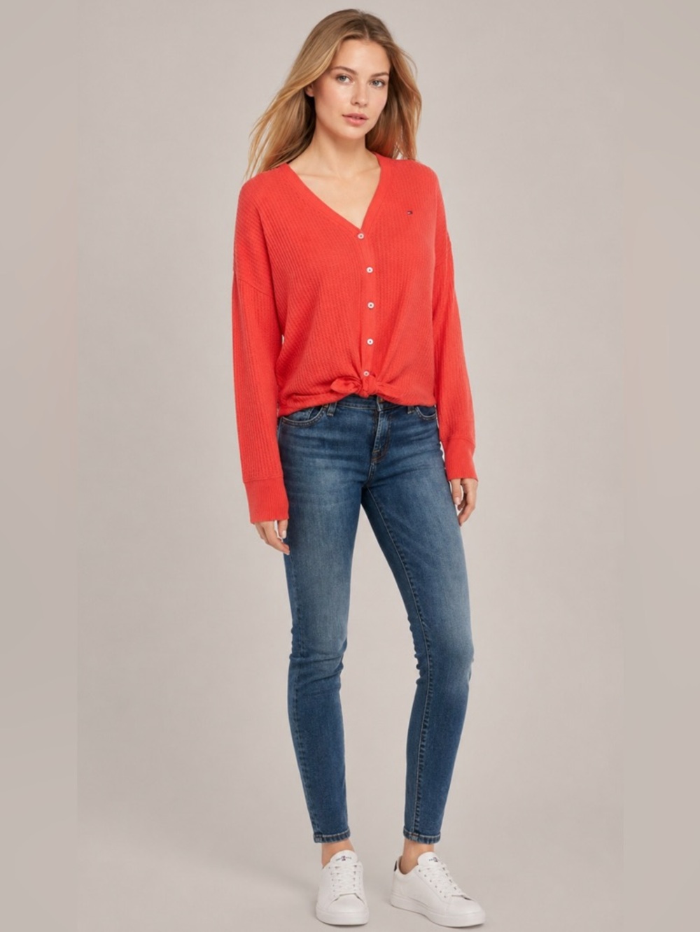 ❤️‍🔥FIRM PRICE❤️‍🔥 Tommy Hilfiger Women's Tie Waffle Cardigan